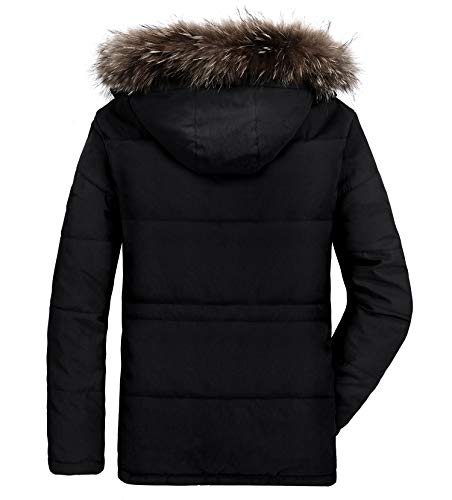 HAINES Chaquetas Parkas Hombre Invierno Abrigo Parka con Capucha Cálido Chaqueta Outdoor Negro L