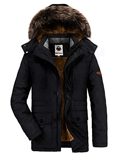 HAINES Chaquetas Parkas Hombre Invierno Abrigo Parka con Capucha Cálido Chaqueta Outdoor Negro L
