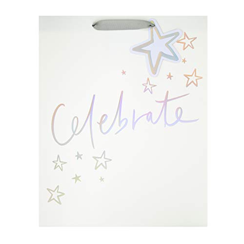 Hallmark - Bolsa de regalo para múltiples ocasiones (tamaño grande), diseño holográfico de texto