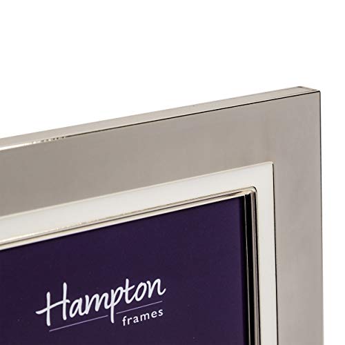 Hampton Frames COR57SW Cornell - Marco de Fotos (13 x 18 cm, Acabado bañado en Plata, con Incrustaciones de Esmalte Blanco) Este Marco Tiene un Perfil de 26 mm de Ancho.