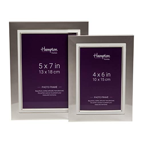 Hampton Frames COR57SW Cornell - Marco de Fotos (13 x 18 cm, Acabado bañado en Plata, con Incrustaciones de Esmalte Blanco) Este Marco Tiene un Perfil de 26 mm de Ancho.