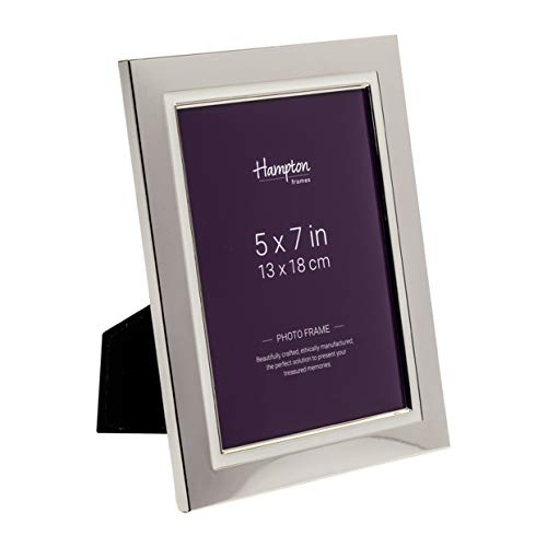Hampton Frames COR57SW Cornell - Marco de Fotos (13 x 18 cm, Acabado bañado en Plata, con Incrustaciones de Esmalte Blanco) Este Marco Tiene un Perfil de 26 mm de Ancho.