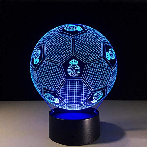 Hanamaki Lámpara De Mesa LED De Luz De Noche con Control Remoto Colorido del Real Madrid 3D Touch