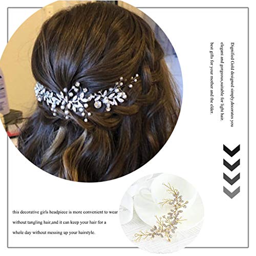 Handcess Bride - Diadema de perlas de cristal para novia y damas de honor (dorado)