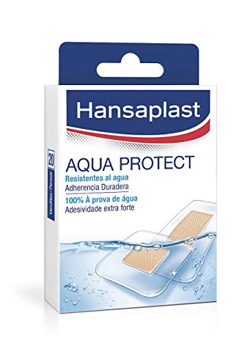 Hansaplast Aqua Protect Apósitos impermeables, apósitos adhesivos con adhesión extrafuerte, tiritas largas resistentes al agua para natación y ducha, 1 x 20 unidades