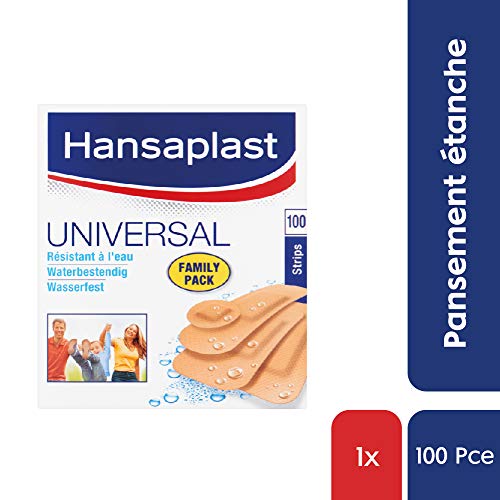 Hansaplast UNIVERSAL 100 vendajes resistentes al agua y al polvo precortados para toda la familia