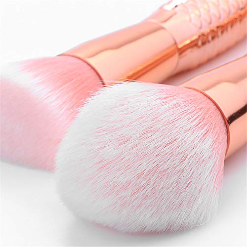 HAOHAOCHENG-WL Necesidades de la Familia 10 Sirena de Cepillo del Maquillaje de Cola de Pescado Colorete Danza Arco Iris Pincel de Sombra de Ojos Brocha for Rubor Rosa (Color : Gold)