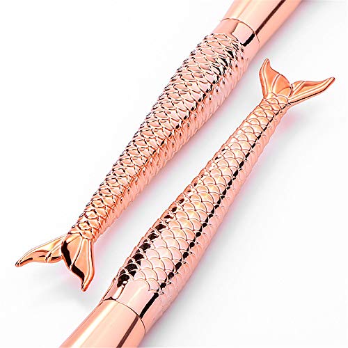 HAOHAOCHENG-WL Necesidades de la Familia 10 Sirena de Cepillo del Maquillaje de Cola de Pescado Colorete Danza Arco Iris Pincel de Sombra de Ojos Brocha for Rubor Rosa (Color : Gold)