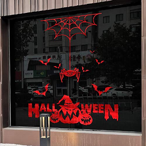 Happy Halloween Pumpkin bat wall stickers spider web door stickers shop decoration window glass stickers