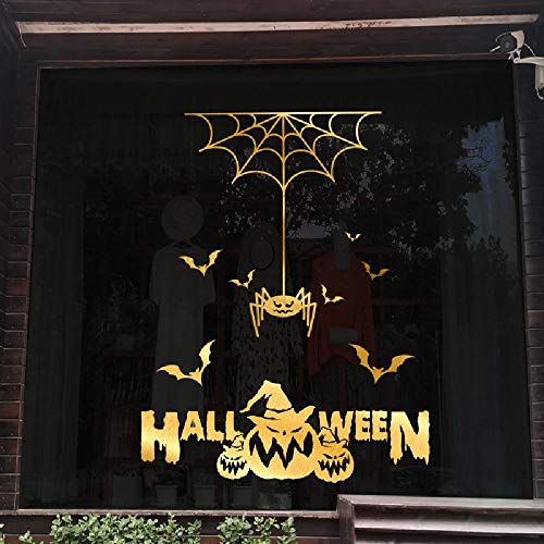 Happy Halloween Pumpkin bat wall stickers spider web door stickers shop decoration window glass stickers