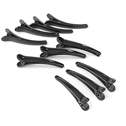 Haptian Mujeres Niñas Plástico Negro Solo Puntas Pinza de Pelo Peluquería Profesional Peluquería Antideslizante Arcos de cocodrilo Barrettes DIY Accesorio(Negro-1trozo)