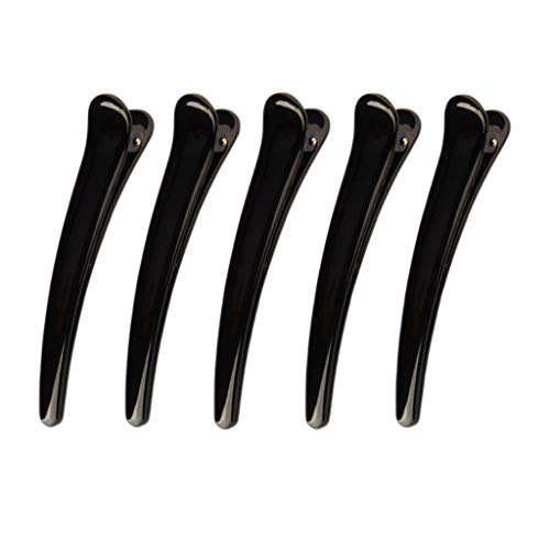 Haptian Mujeres Niñas Plástico Negro Solo Puntas Pinza de Pelo Peluquería Profesional Peluquería Antideslizante Arcos de cocodrilo Barrettes DIY Accesorio(Negro-1trozo)