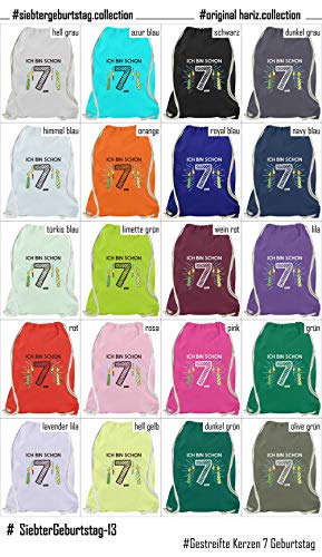 Hariz Bolsa de deporte a rayas, velas 7 cumpleaños niños, idea regalo Plus tarjetas de regalo, color azul azur, tamaño talla única