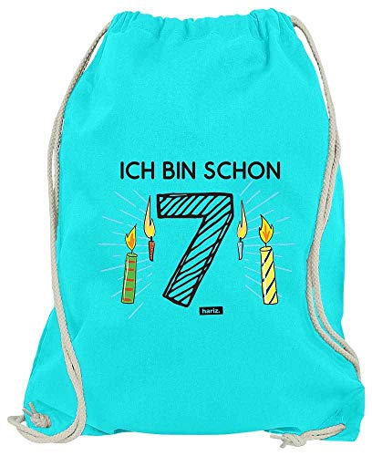 Hariz Bolsa de deporte a rayas, velas 7 cumpleaños niños, idea regalo Plus tarjetas de regalo, color azul azur, tamaño talla única