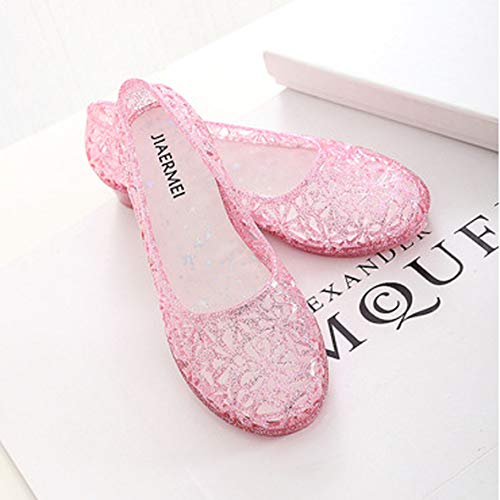 HATTIE Cristal Sandalias de Jalea para Mujer, Hueca y Transpirable Zapatos de Gelatin de Verano, Blanda Tacón Bajo Casual Sandalias para Playa y Ballet [Rosado, 38EU]