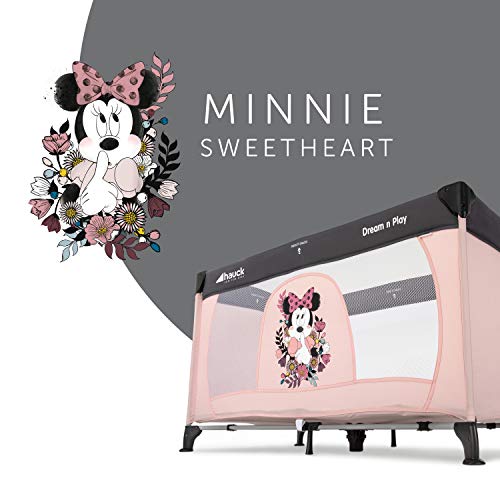 Hauck Dream N Play - Cuna de viaje 3 piezas 120 x 60cm, bebe, incluido colchóncito y bolsa de transporte, de 0+ meses hasta 15 kg, plegado y montaje fácil, ligera y estable, rosa