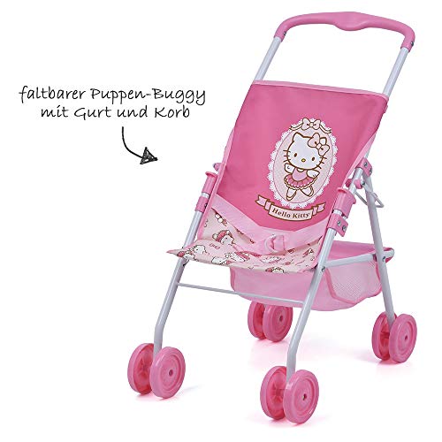 Hauck Toys Set de 3 piezas para muñecas - Trona, Cuna de viaje y Silla de paseo - Hello Kitty - rosa