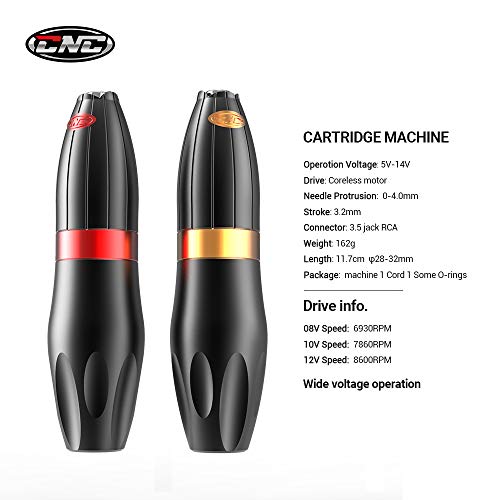 HAWINK Máquina rotativa de tatuaje Cartuchos cortos Pluma Motor sin núcleo para tatuadores profesionales Naranja CNC-M-P5-8