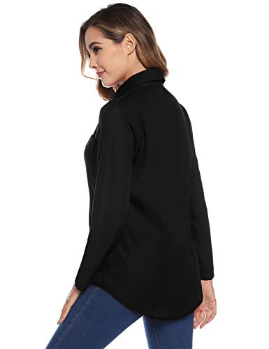 Hawiton Camisas Mujer Elegantes Verano, Sexy Cuello en v Fresco Camiseta de Gasa con 2 Bolsillos, Casuales Blusas Tops