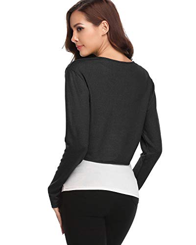 Hawiton Elegante Cárdigan para Mujer Bolero Manga Larga Ligero Chaqueta Corta Torera para Fiesta Boda