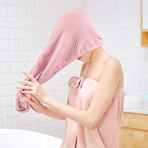 HBselect 3 Toallas para El Cabello Turbante para Bañar Absorbe Humedad con Botón Gorro Ducha Multicolor para Secar El Pelo