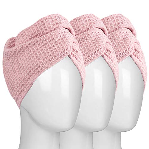 HBselect 3 Toallas para El Cabello Turbante para Bañar Absorbe Humedad con Botón Gorro Ducha Multicolor para Secar El Pelo