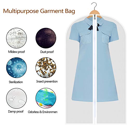 HBselect Pack De 10 Fundas De Ropa,Bolsas De Ropa Transparentes Impermeables Transpirables con Cremalleras a Prueba De Polvo para Traje Suéter Chaqueta Abrigos