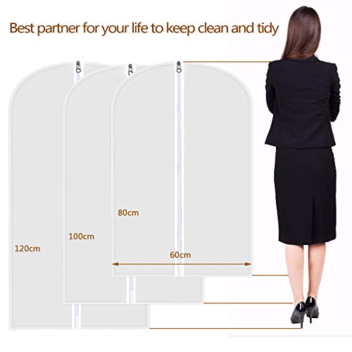 HBselect Pack De 10 Fundas De Ropa,Bolsas De Ropa Transparentes Impermeables Transpirables con Cremalleras a Prueba De Polvo para Traje Suéter Chaqueta Abrigos