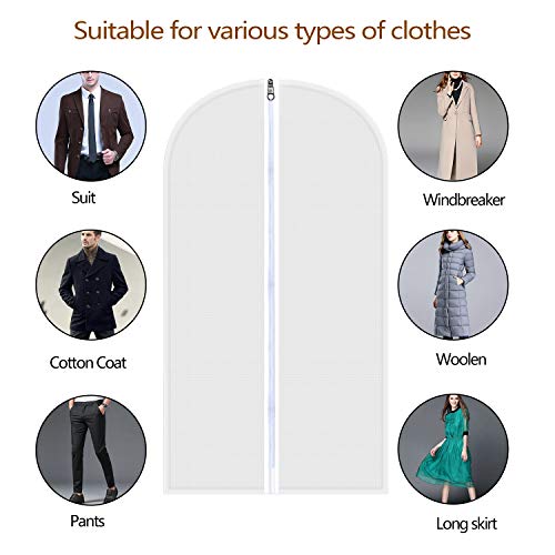 HBselect Pack De 10 Fundas De Ropa,Bolsas De Ropa Transparentes Impermeables Transpirables con Cremalleras a Prueba De Polvo para Traje Suéter Chaqueta Abrigos