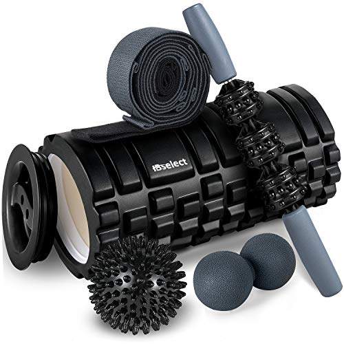 HBselect Rodillo Masaje Kit Rulo Masaje,Bola, Pelota Masaje,Bandas De Resistencia Fitnes,Rollo Masaje para Muscular Pies y Espalda Pierna Fitness