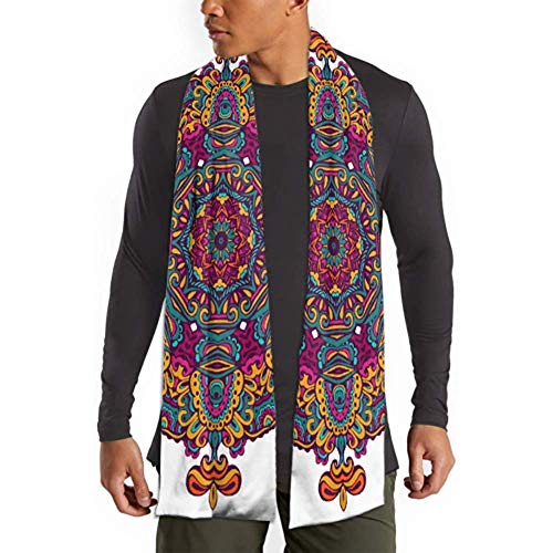 H.D. Bufanda de invierno para hombres y mujeres, medallón decorativo multicolor, larga etnia, cálida, suave, bufanda de algodón para el invierno