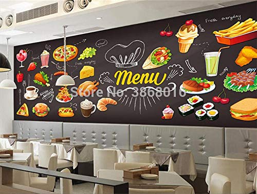 HDOUBR Custom Photo Wallpaper 3D Burger Pintado a Mano Restaurante Occidental Cafetería Casa de té Comida rápida Olla Caliente Comedor Mural, 430x300 cm (169.3 by 118.1 in)