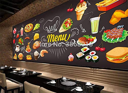 HDOUBR Custom Photo Wallpaper 3D Burger Pintado a Mano Restaurante Occidental Cafetería Casa de té Comida rápida Olla Caliente Comedor Mural, 430x300 cm (169.3 by 118.1 in)