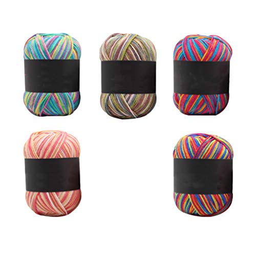 Healifty 5 Ovillos De Hilo De AlgodóN Hilo De Multicolor Para Tejer Ropa Suéter Sombreros A Mano DIY