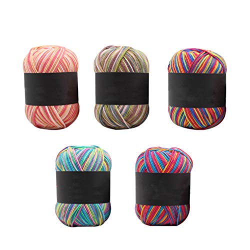 Healifty 5 Ovillos De Hilo De AlgodóN Hilo De Multicolor Para Tejer Ropa Suéter Sombreros A Mano DIY