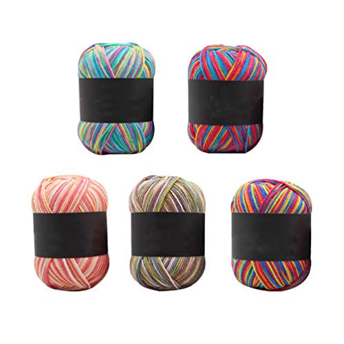 Healifty 5 Ovillos De Hilo De AlgodóN Hilo De Multicolor Para Tejer Ropa Suéter Sombreros A Mano DIY