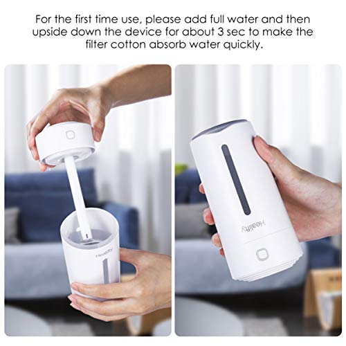 Healifty Humidificador Coche Aromaterapia USB Portátil 280ML - con luz LED de 7 Colores - Difusor de Aceites Esenciales, Mini Humidificador de Aire para Oficina