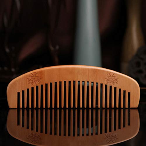 Healifty Peine de madera de melocotón antiestático para el cabello con dientes anchos, 4 unidades