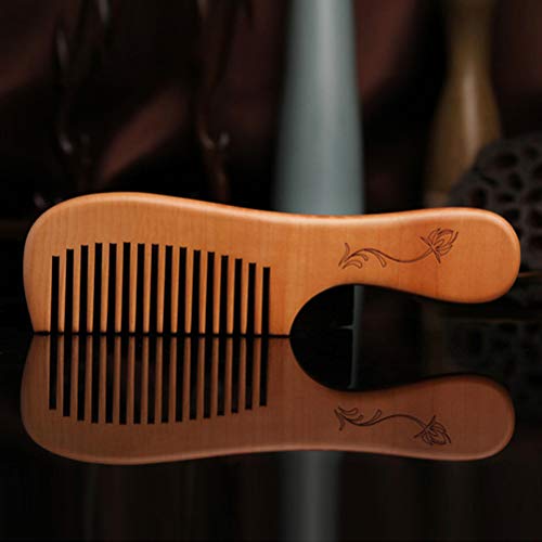 Healifty Peine de madera de melocotón antiestático para el cabello con dientes anchos, 4 unidades