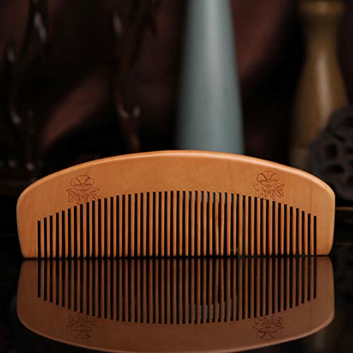 Healifty Peine de madera de melocotón antiestático para el cabello con dientes anchos, 4 unidades