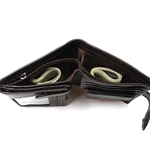 HEIMIAOMIAO Billetera de Hombre  Retro Práctico Aceite Depilación Cartera de Viaje de Cuero Cuero de Vaca Genuino Engrosamiento Hombres de la Vendimia Monedero del Pasaporte de los Hombres, Negro