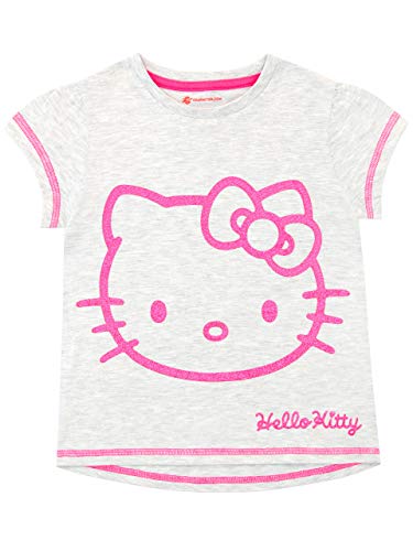 Hello Kitty Camiseta de Manga Corta para niñas Gris 8-9 Años