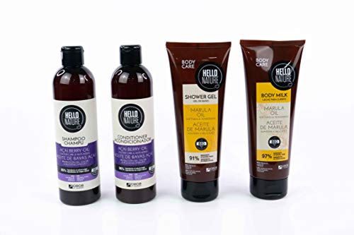 Hello Nature Pack Tratamientos Cabello Aceite De Açai Y Tratamientos Cuerpo Aceite De Marula