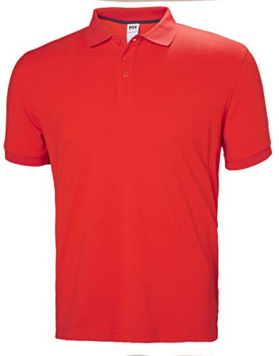 Helly Hansen Riftline - Polo de Manga Corta para Hombre con protección Solar, Hombre, 50982, Rojo (Alert Red), Small
