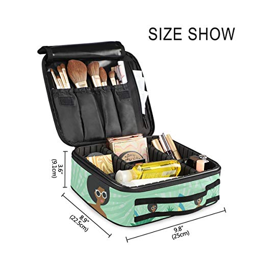 Herramientas portátiles de viaje Estuche de tren cosmético Bolsa de maquillaje Moda Niña africana Horario de verano Playa Hoja de palma Piña Artículos de tocador Almacenamiento