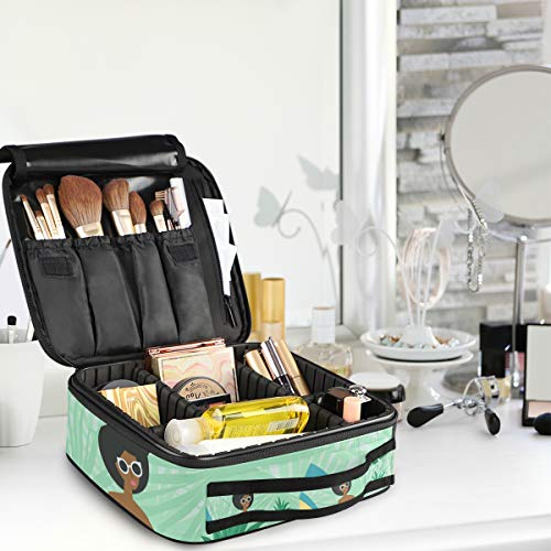 Herramientas portátiles de viaje Estuche de tren cosmético Bolsa de maquillaje Moda Niña africana Horario de verano Playa Hoja de palma Piña Artículos de tocador Almacenamiento