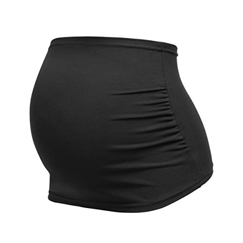Herzmutter Banda de Vientre para Mujeres Embarazadas - Conjunto de 2 - Bandas de Maternidad del Vientre - Fajas-Extensión de la Camisa para el Embarazo - Unicolor-Rayado - 6000 (M, Negro/Gris)