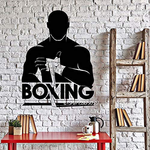 hetingyue Boxer Teen Fight Club Boxing Fighter Vinyle Sticker Mural Amovible Décalque Salon Chambre Décor Affiche 42x56cm