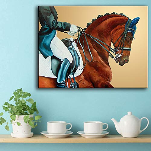 hetingyue Estilo nórdico Caballo Caballo Animal Pintura al óleo Lienzo póster e impresión Mural Lienzo Imagen Moda HD sin Marco Pintura 30X41 cm