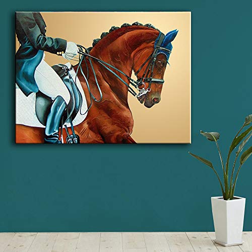 hetingyue Estilo nórdico Caballo Caballo Animal Pintura al óleo Lienzo póster e impresión Mural Lienzo Imagen Moda HD sin Marco Pintura 30X41 cm